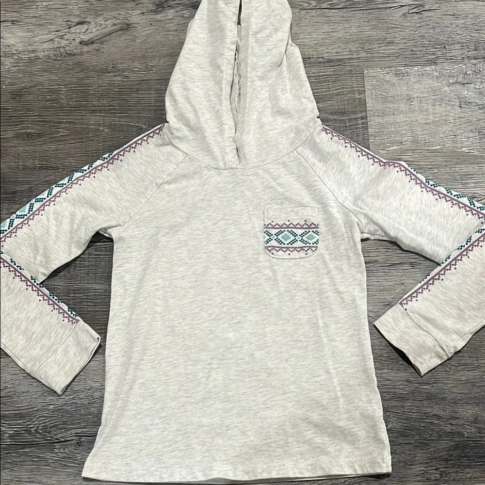 Kids Gray Hoodie with Patterned Sleeves